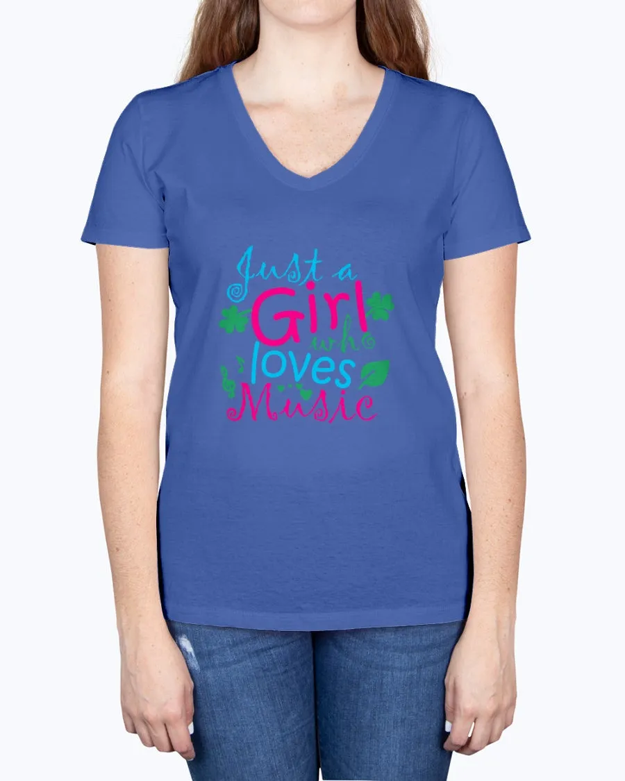 Music Girl-b - Ladies V-neck T-Shirt