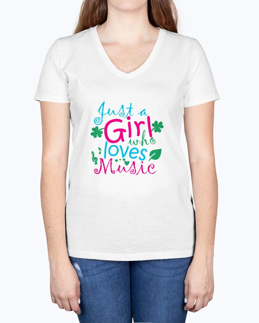 Music Girl-b - Ladies V-neck T-Shirt