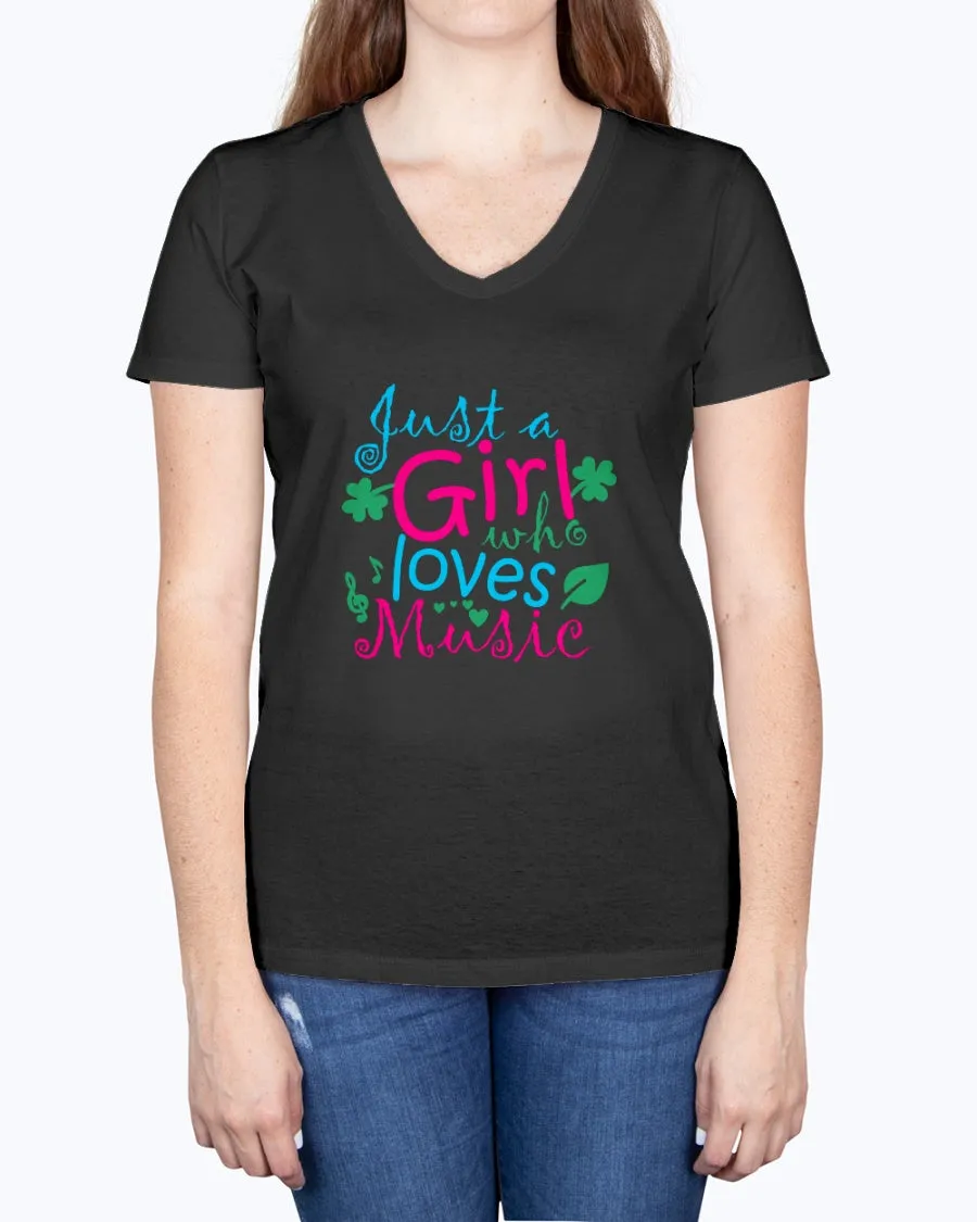 Music Girl-b - Ladies V-neck T-Shirt