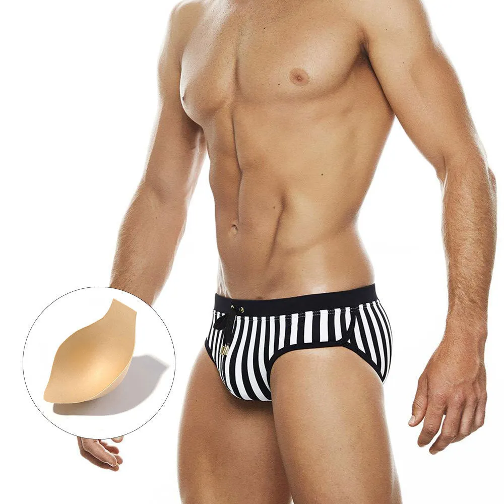 Mykonos Swim Briefs Black and White Striped w