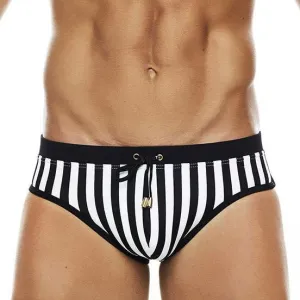 Mykonos Swim Briefs Black and White Striped w