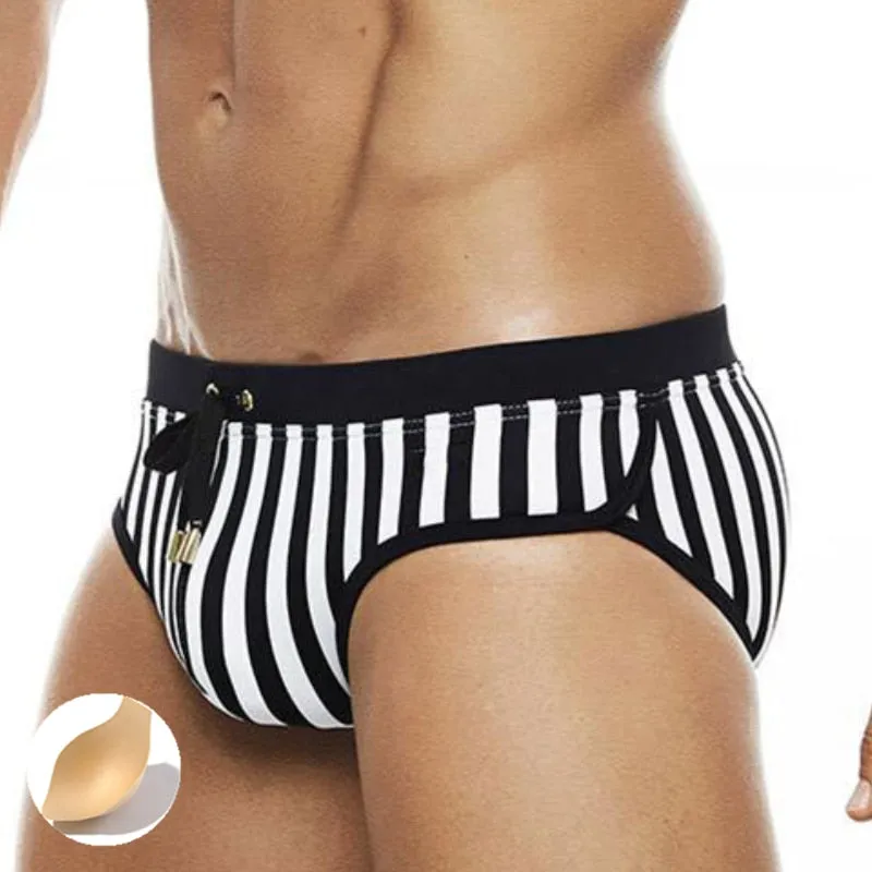Mykonos Swim Briefs Black and White Striped w