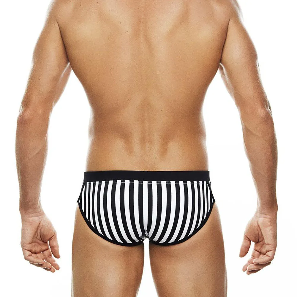 Mykonos Swim Briefs Black and White Striped w