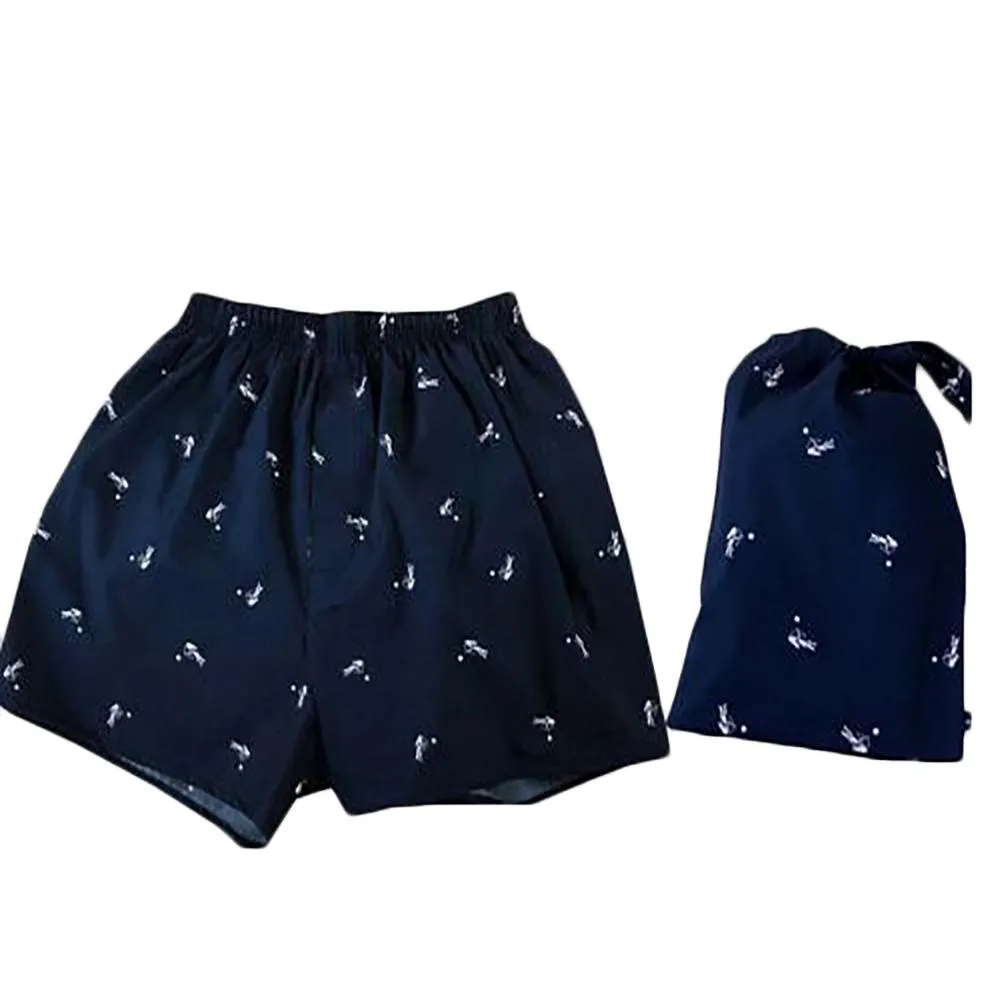 Navy Blue White Bow Mens Boxer Briefs - Cotton Underwear Trunk for Men
