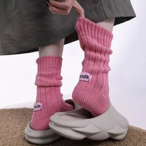 Needle Thick Thread Knitted Middle Tube Socks - Japanese Style Cotton Sports Socks for Men and Women