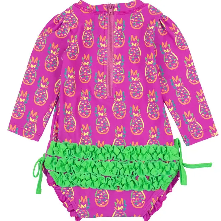 Neon Violet Pineapples L/S One Piece Rash Grard