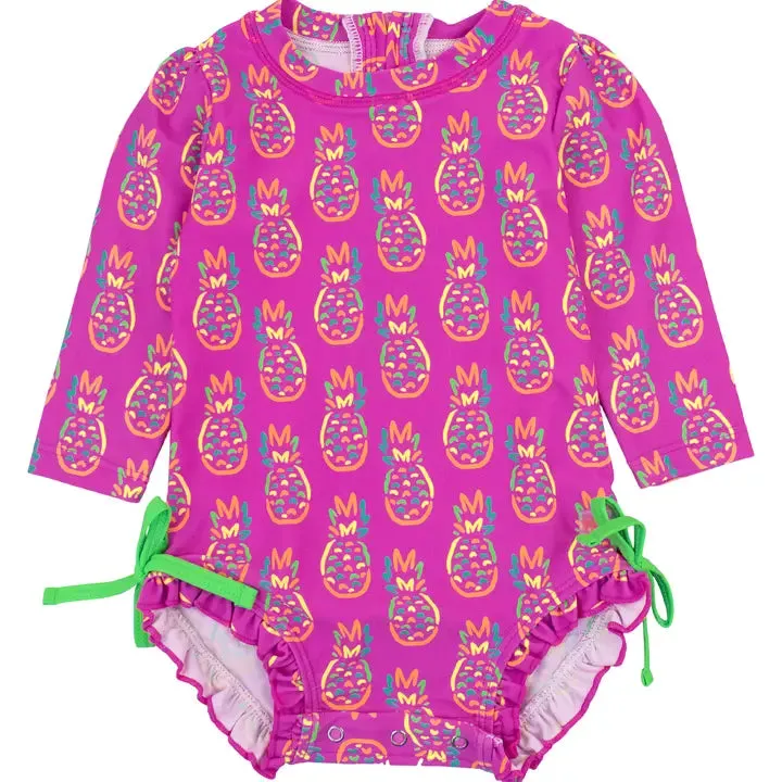 Neon Violet Pineapples L/S One Piece Rash Grard