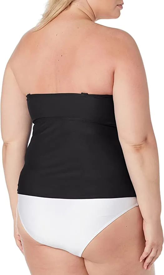 New Catalina Womens Plus-Size Twist Front Bandeau Tankini Top, bottoms sold separately, Black, Sz 3X!