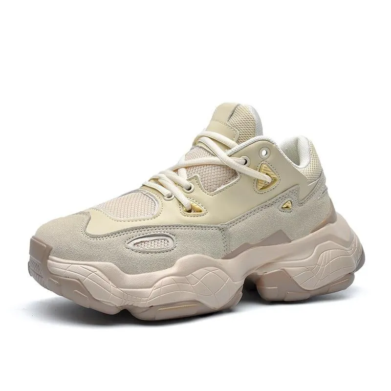 New Genuine Leather Sneakers Men  Plus Size 35-47 Designer Chunky Shoes Breathable Platform Casual Shoes