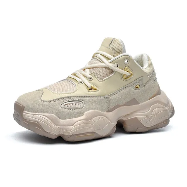 New Genuine Leather Sneakers Men  Plus Size 35-47 Designer Chunky Shoes Breathable Platform Casual Shoes
