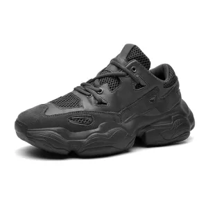 New Genuine Leather Sneakers Men  Plus Size 35-47 Designer Chunky Shoes Breathable Platform Casual Shoes