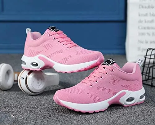NEW Musabela Women's Air Cushion Sport Shoes Anti-Skid Breathable Mesh Running Sneakers, Light Pink, Sz 7