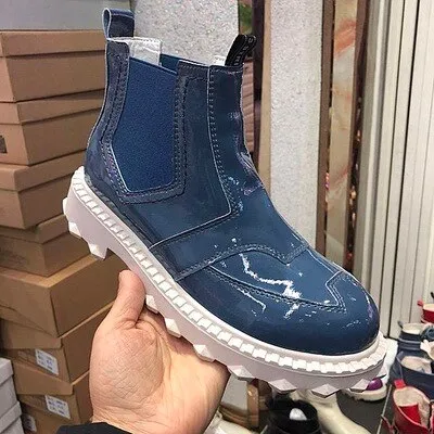 New patent leather flat shoes women's shoes casual shoes women's boots short boots Martin boots shoes work shoes motorcycle boot