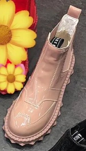 New patent leather flat shoes women's shoes casual shoes women's boots short boots Martin boots shoes work shoes motorcycle boot