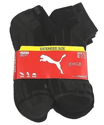 New Puma Mens 6 Pair of Low Cut Sports Socks. All Sizes 6-16 (Extended Size Too)