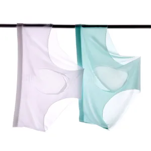 No-Chafe 3D Seamless Pouch - Men's Ultra Thin Ice Silk Briefs Up To Size XXL (5-Pack) JEWYEE 1933