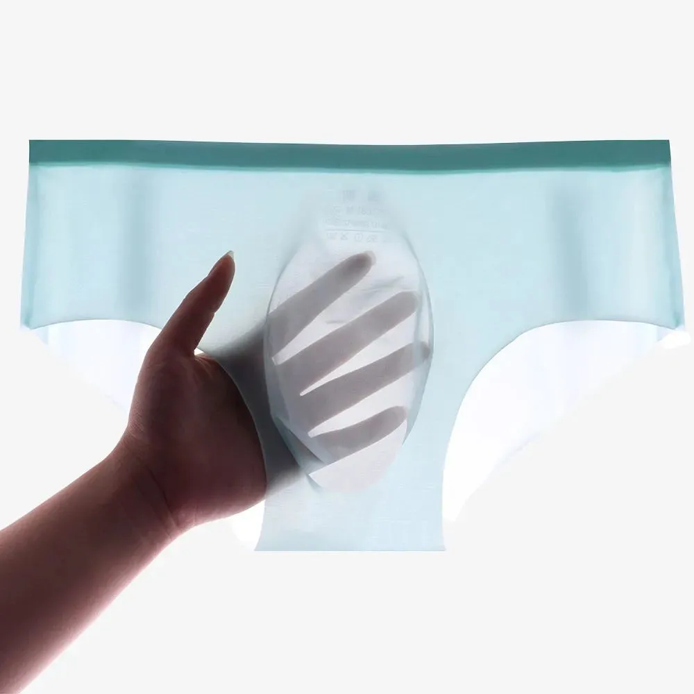No-Chafe 3D Seamless Pouch - Men's Ultra Thin Ice Silk Briefs Up To Size XXL (5-Pack) JEWYEE 1933