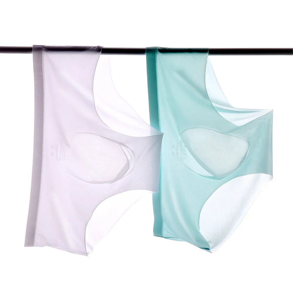 No-Chafe 3D Seamless Pouch - Men's Ultra Thin Ice Silk Briefs Up To Size XXL (5-Pack) JEWYEE 1933