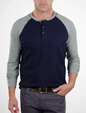 NWT Tailor Vintage Mens Airotec Performance Waffle Henley Shirt Blue/Grey Sz XL