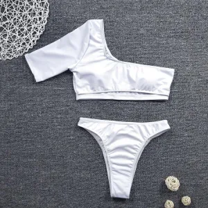 One Shoulder Half Sleeves Summer Beach Tankini