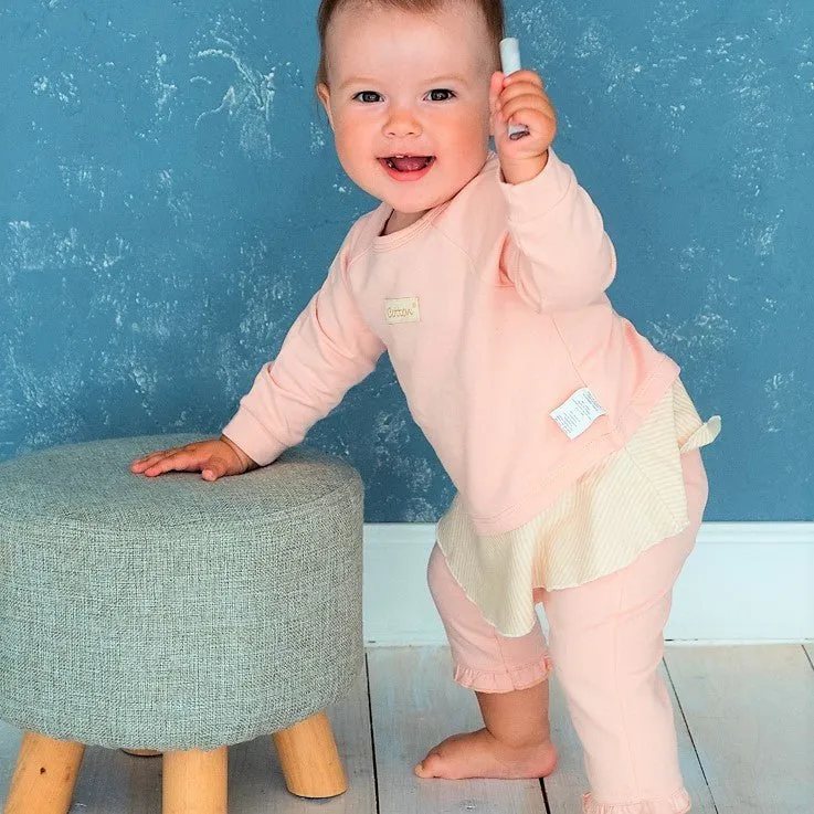 Organic Ruffle T-shirt & Trousers Outfits for Baby Girl