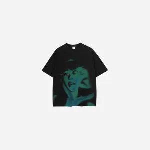 Oversized Distressed Soul Shadow Graphic Design Tee