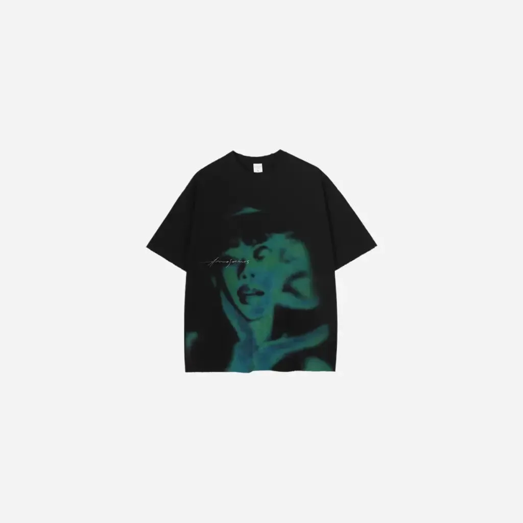 Oversized Distressed Soul Shadow Graphic Design Tee