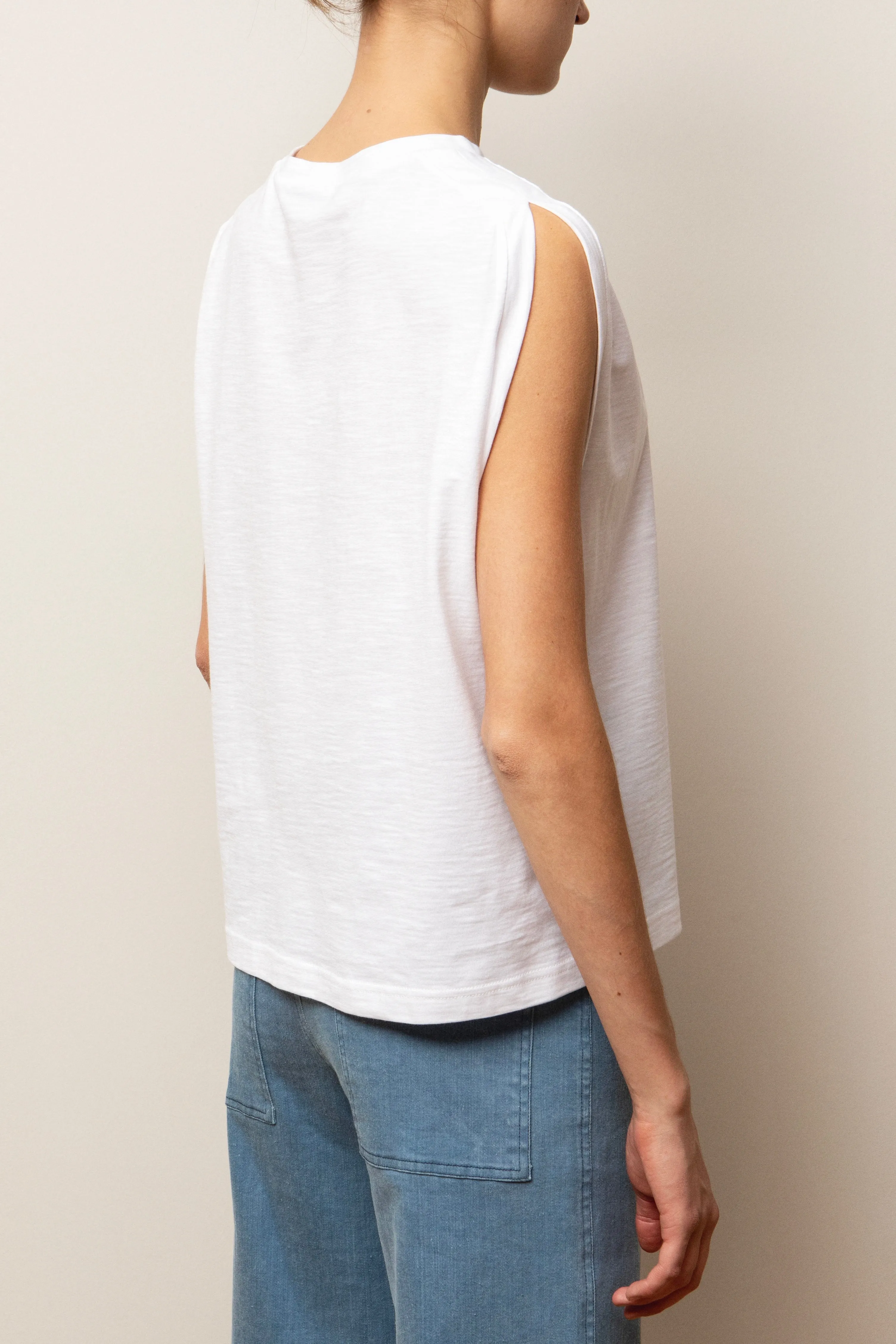 OVERSIZED SLEEVELESS COTTON TOP "ISABEL" WHITE