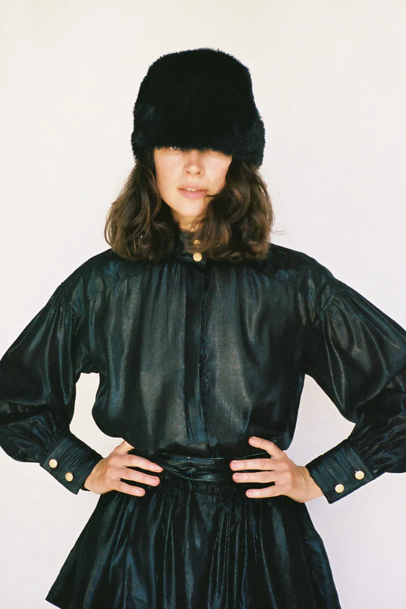 Paisano Blouse Black & Gold Silk Lame’ {Made to Order}