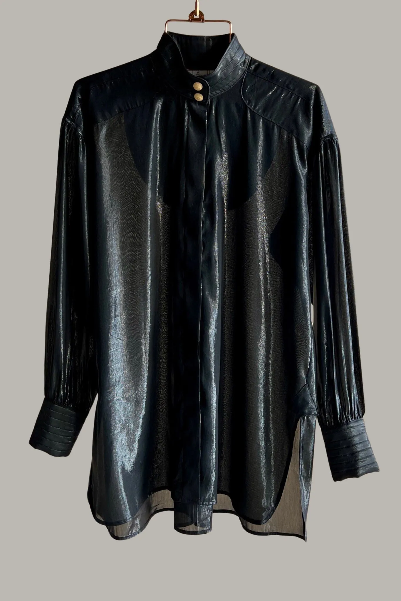 Paisano Blouse Black & Gold Silk Lame’ {Made to Order}