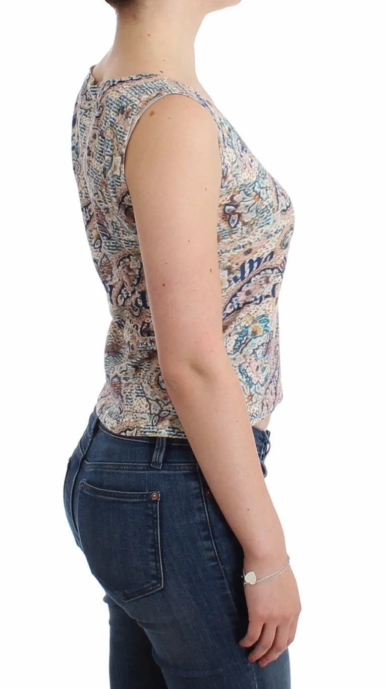 Paisley printed knit tank top