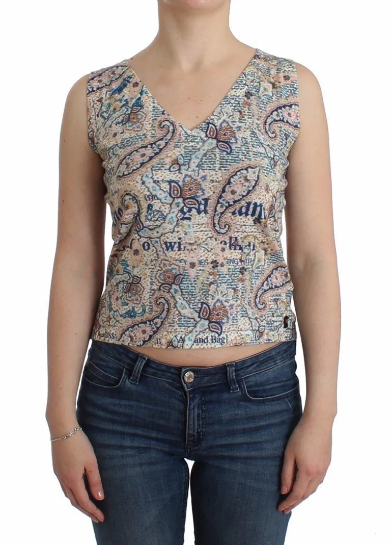 Paisley printed knit tank top