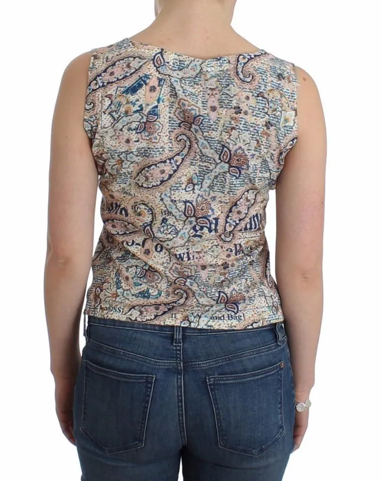 Paisley printed knit tank top