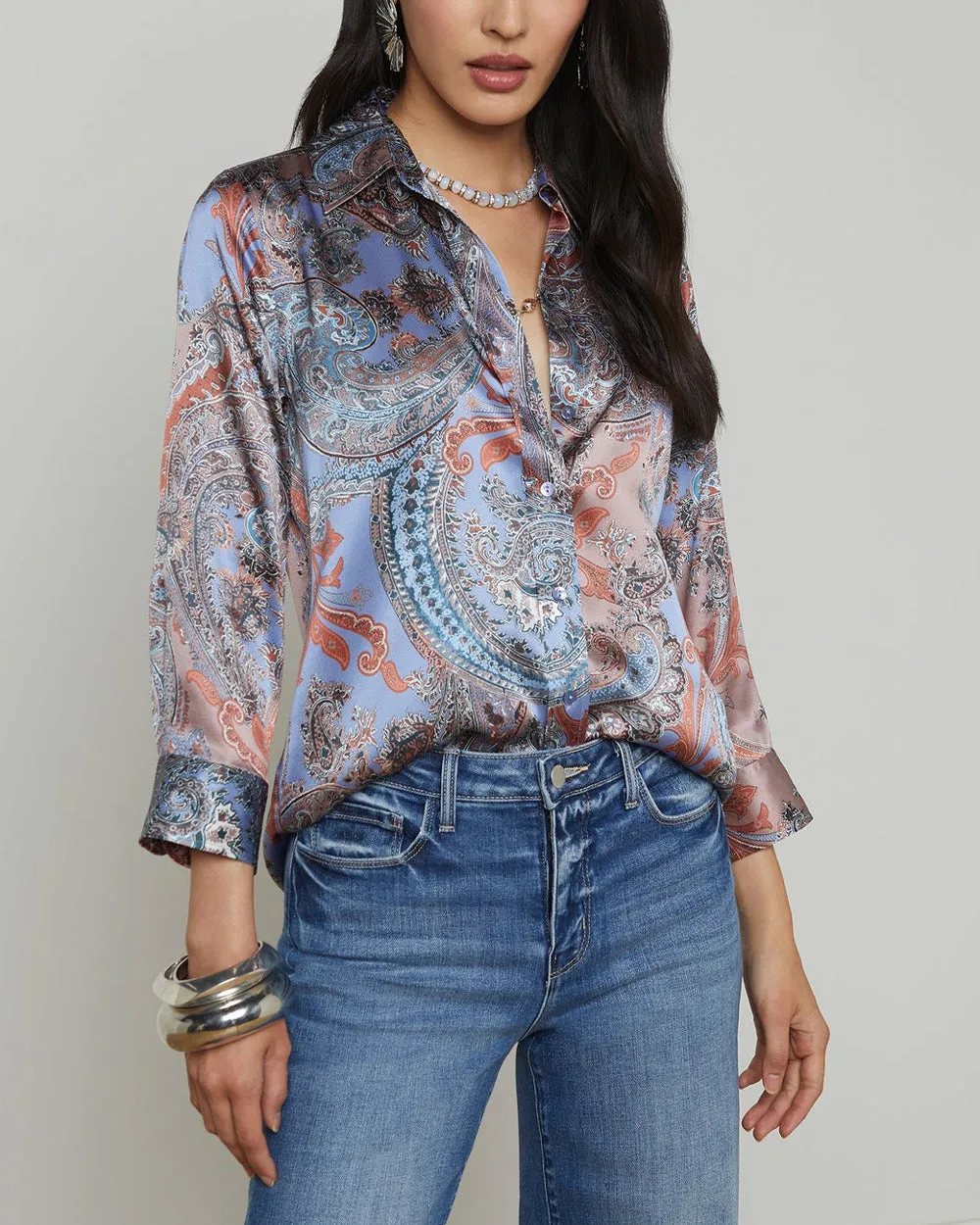 Periwinkle French Paisley Dani Blouse