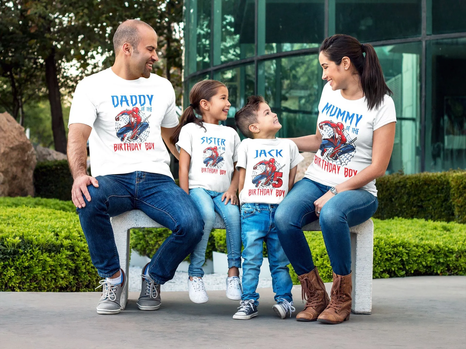 Personalised Matching Family Birthday Boy Spiderman T-Shirts
