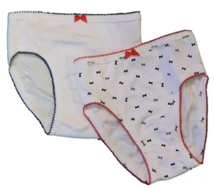 Petit Bateau 2 Pack White & Bow Print Panties