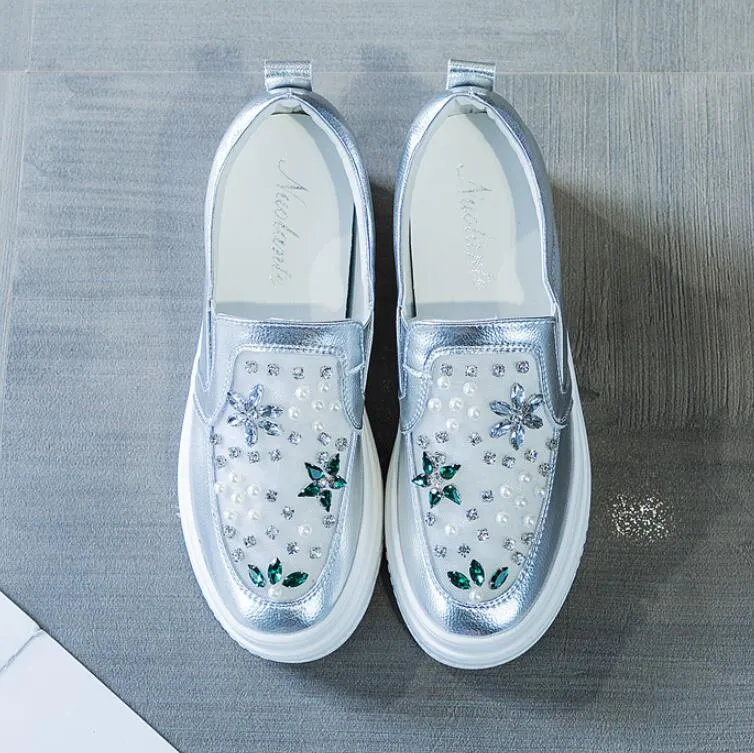Petite Size Thicksole Rhinestone Fashion Sneakers MS17