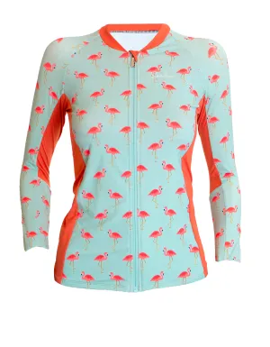 Pink Flamingo Womens Rash Guard