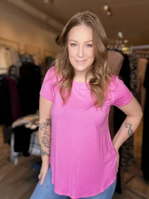Pink Flowy Short Sleeve Top