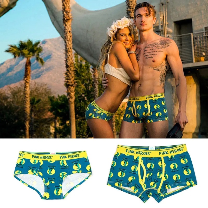 Pink Hero Cotton Fashion Brand Print Sexy Couples Lovers Underwear Character Women Low waist Briefs Ladies Panties