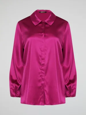 Pink Long Sleeve Silk Shirt
