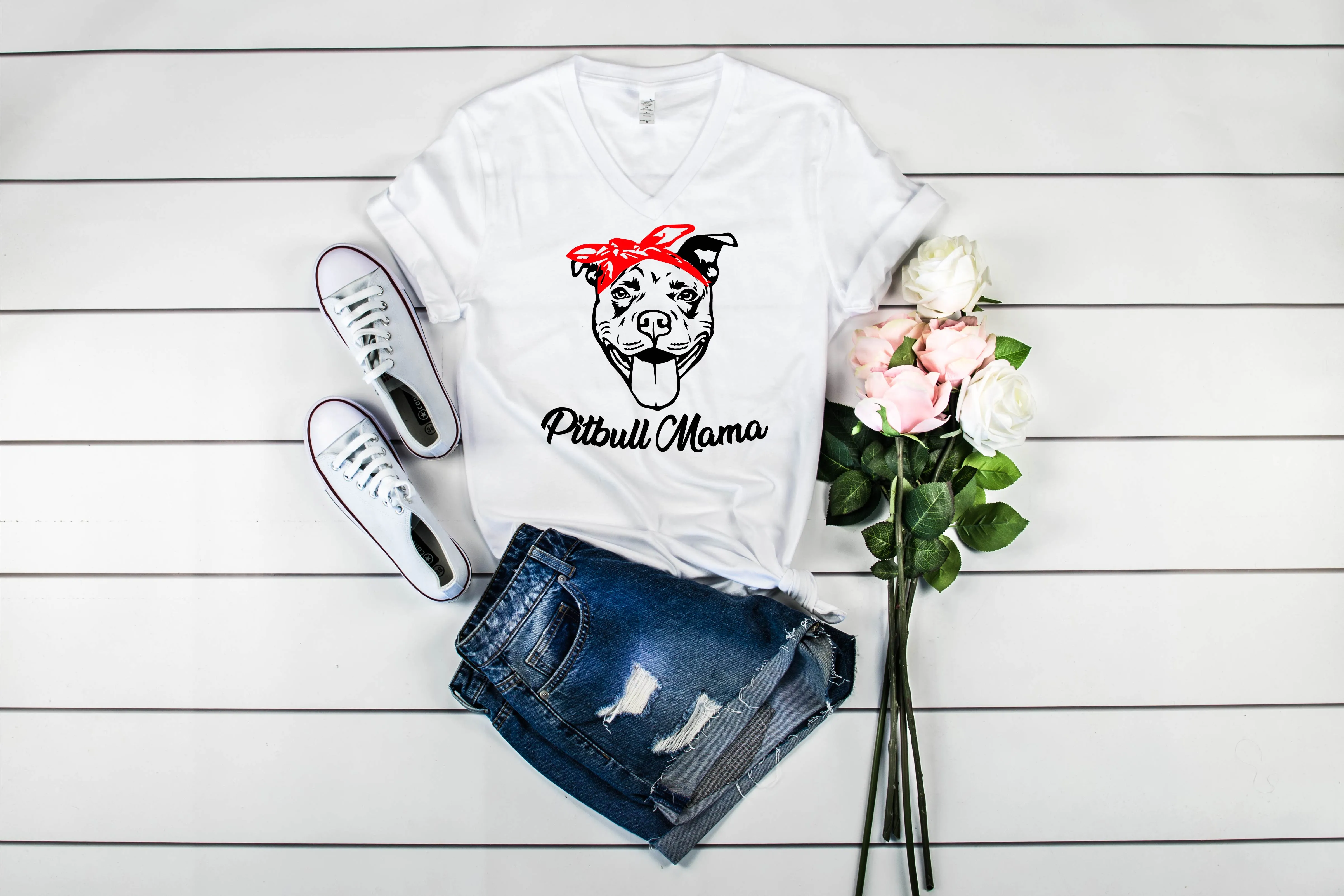 Pitbull Mama Shirt | Unisex V Neck
