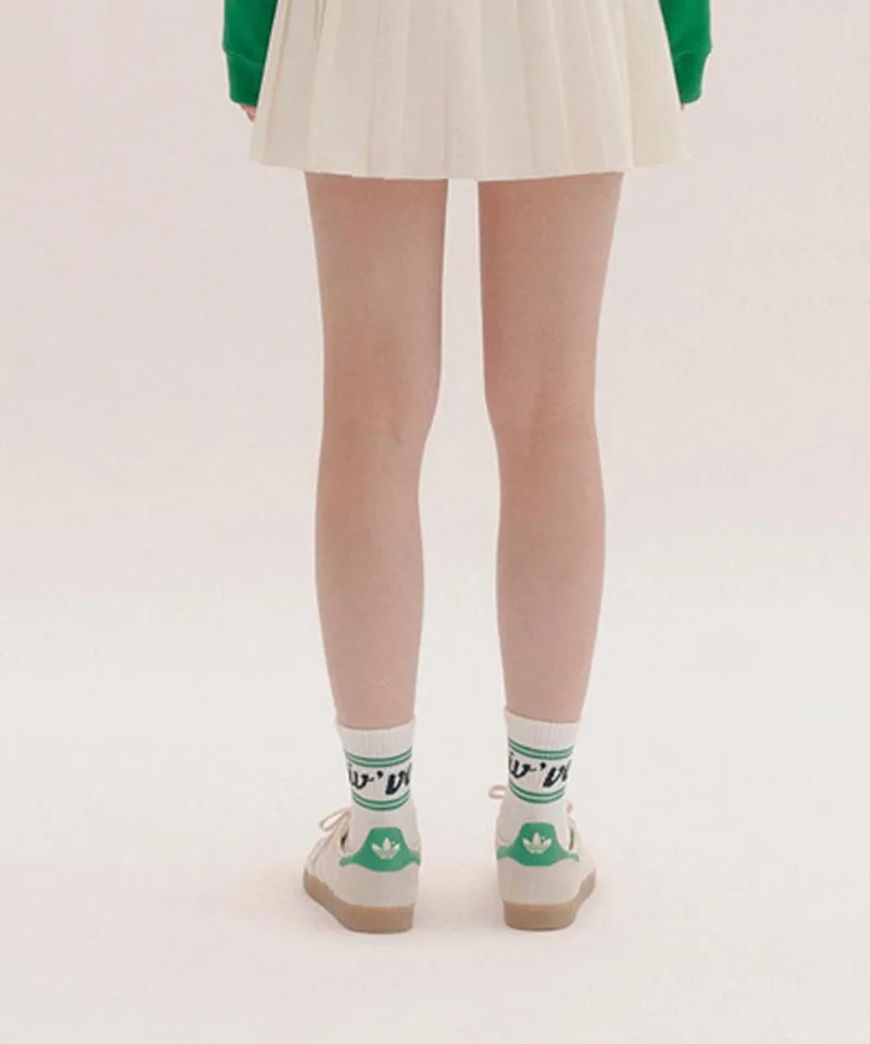 PIV'VEE Stripe Crew Socks - Cloud White/ Green