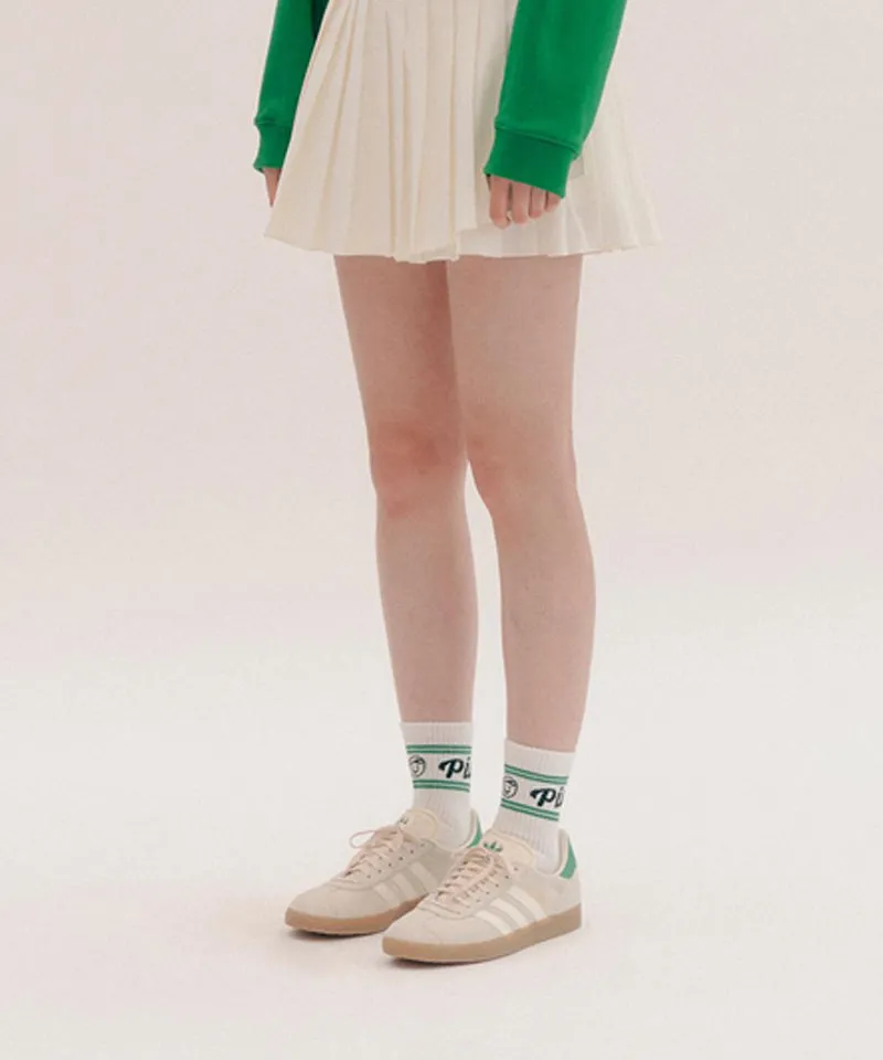 PIV'VEE Stripe Crew Socks - Cloud White/ Green