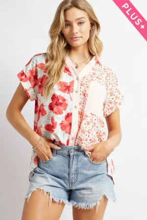 PLUS SHORT SLEEVE DROP SHOULDER SHIRT