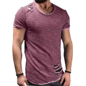 Plus Size Holes Slim Fit Casual T Shirts
