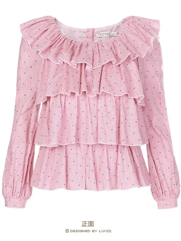 polka dots ruffled shirt