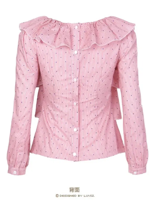 polka dots ruffled shirt