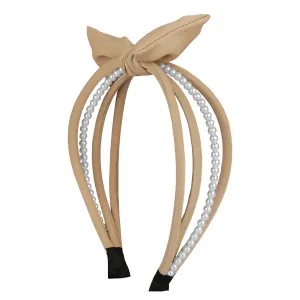 Poppy-Skin Plastic Pearl Ribbon Hairband