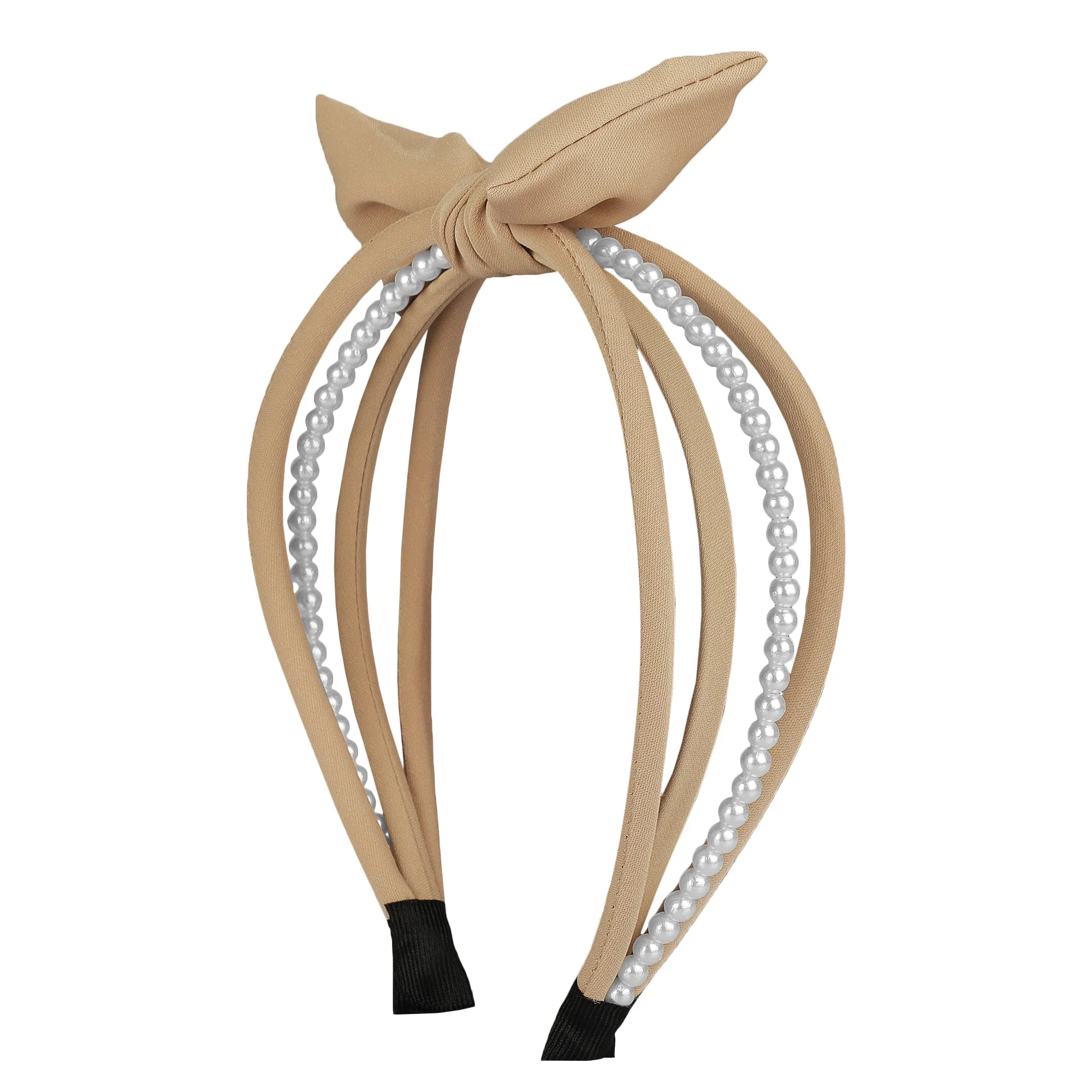 Poppy-Skin Plastic Pearl Ribbon Hairband